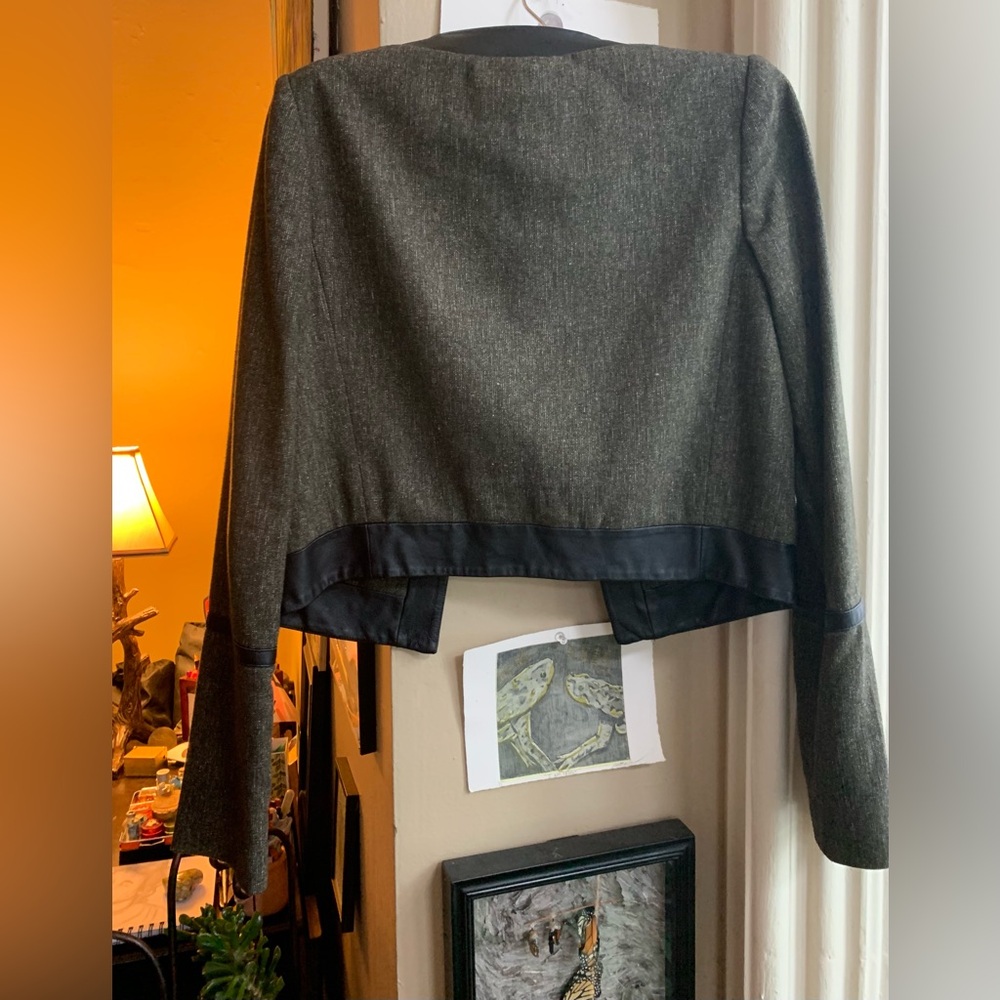 Cynthia Steffe Blazer, Green Structured, Black Tr… - image 3